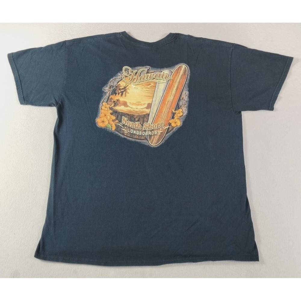 Gildan Shirt Mens XL Blue Hawaii North Shore Longboards Surf Beach Graphic Tee